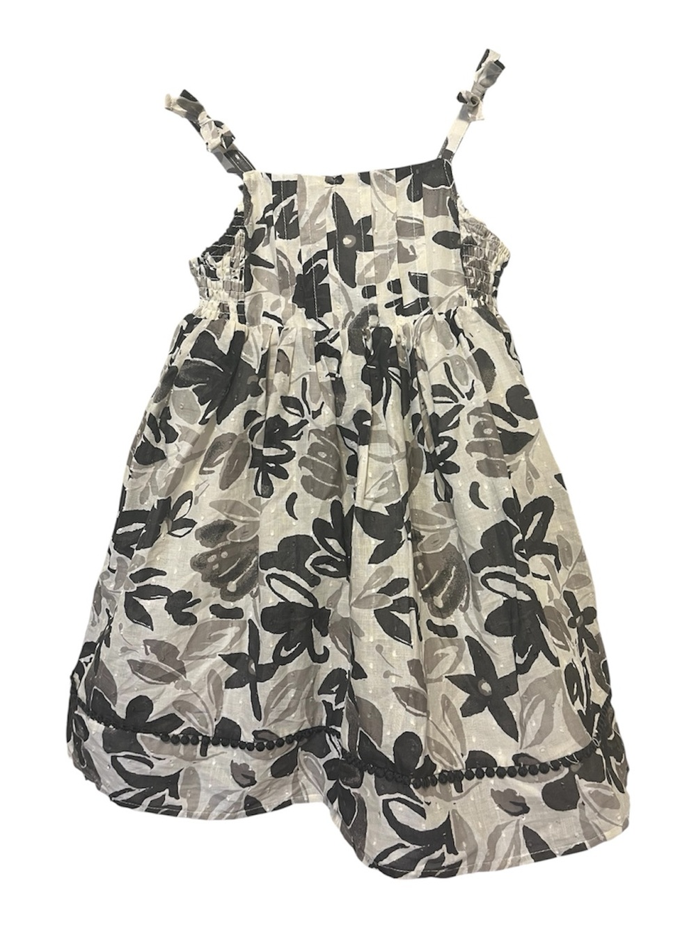 Tommy Bahama Kids Girls Black and Gray Floral Tie-Shoulder Sundress Size 5 T NWT